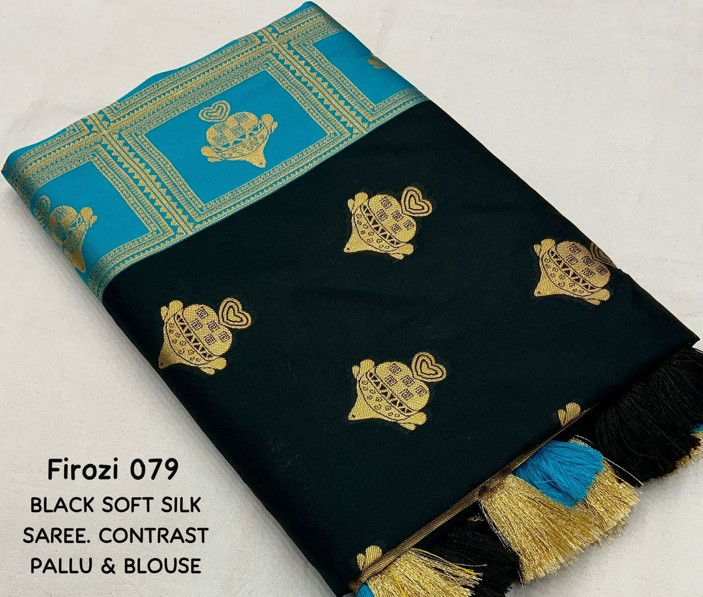 Midnight Black Soft Silk Saree