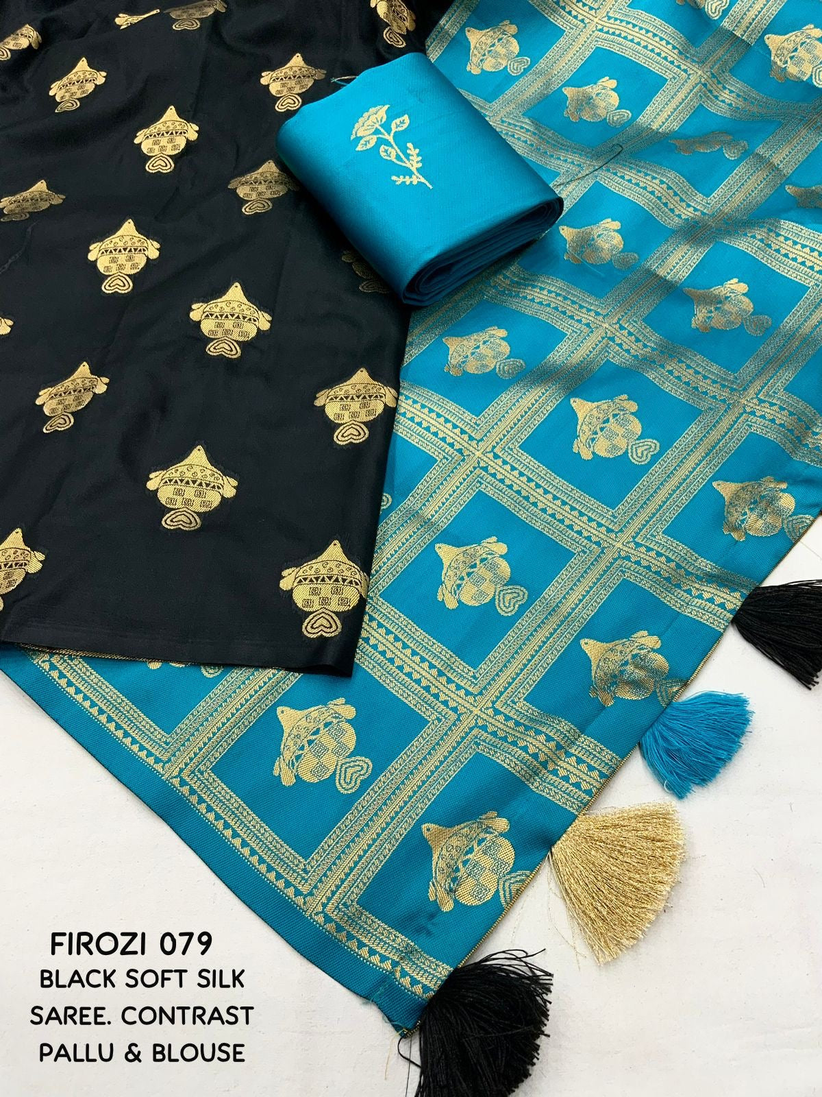 Midnight Black Soft Silk Saree
