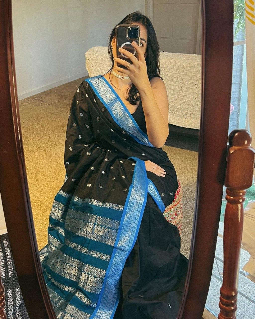 Midnight Sapphire Banarasi Elegance Saree