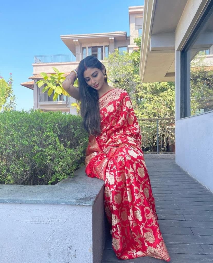 Mouni Roy Banarasi Silk Saree