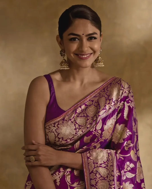 Mrunal's Purple Silk Saree