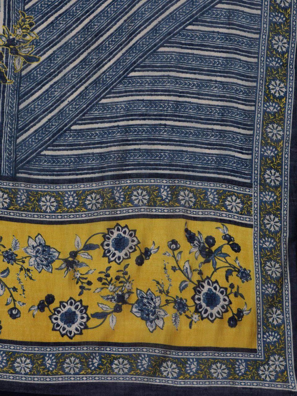 Mustard Bloom Printed Kurta Set with Dupatta