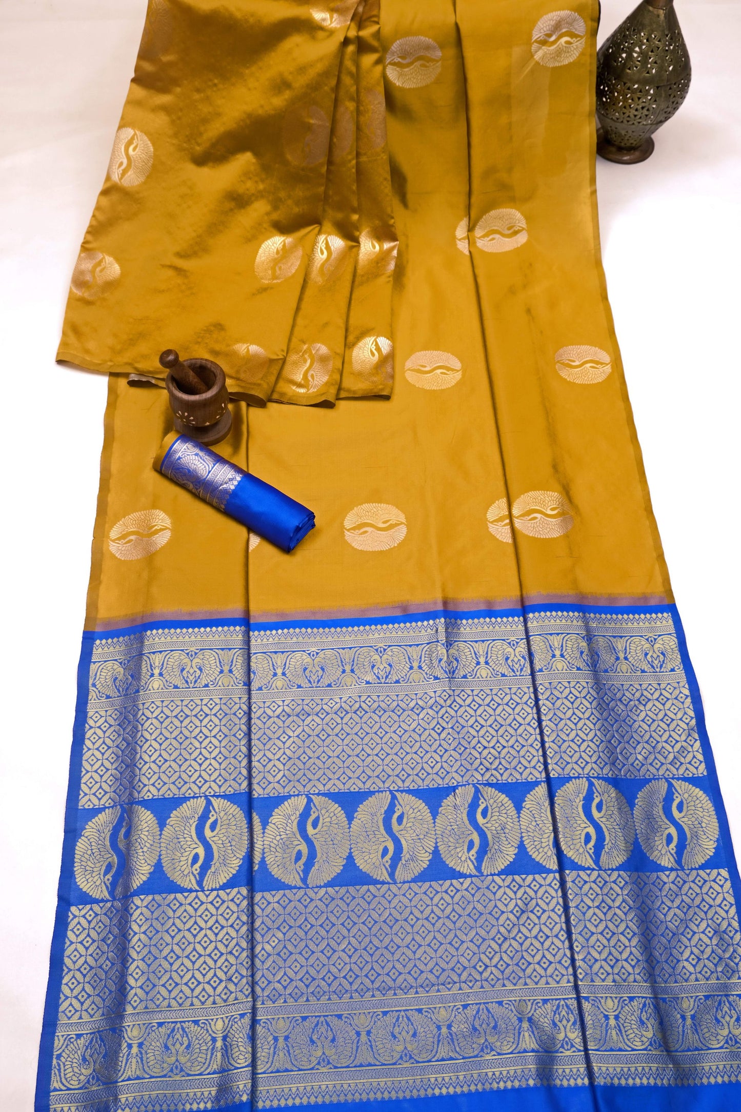 Mustard Gold Silk Saree