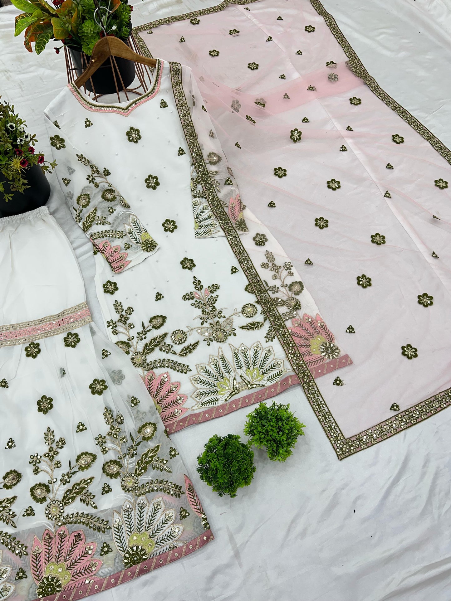 Noor Mahal Premium Embroidered Sharara Set with Organza Dupatta