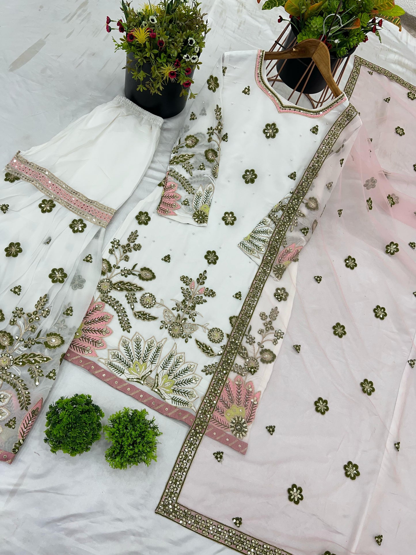 Noor Mahal Premium Embroidered Sharara Set with Organza Dupatta