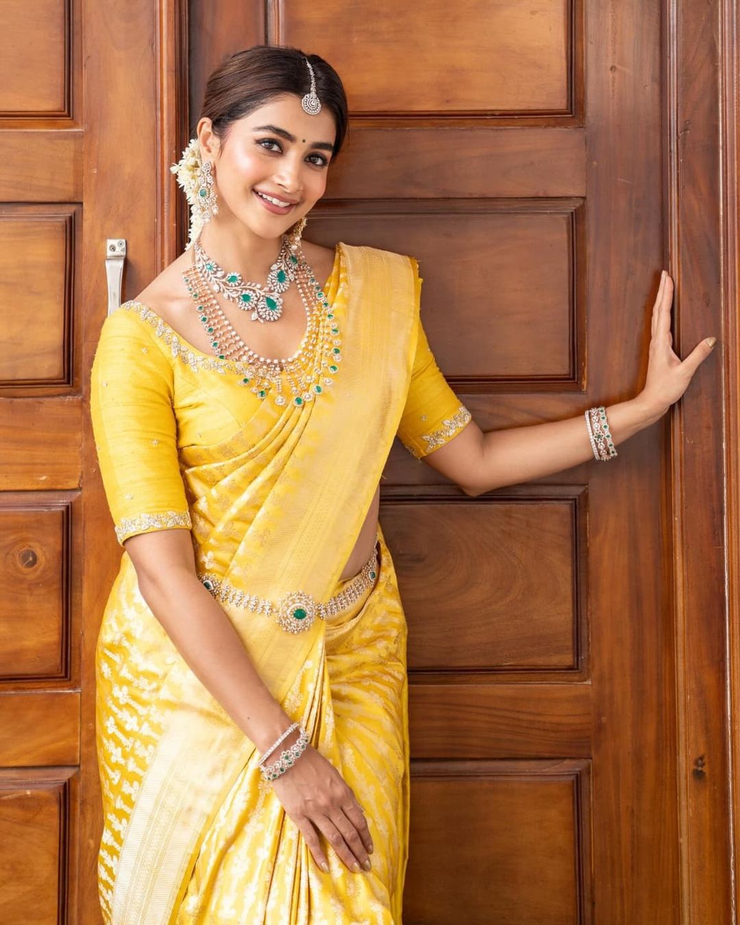 Pooja Hegde Kanchipuram Silk Saree