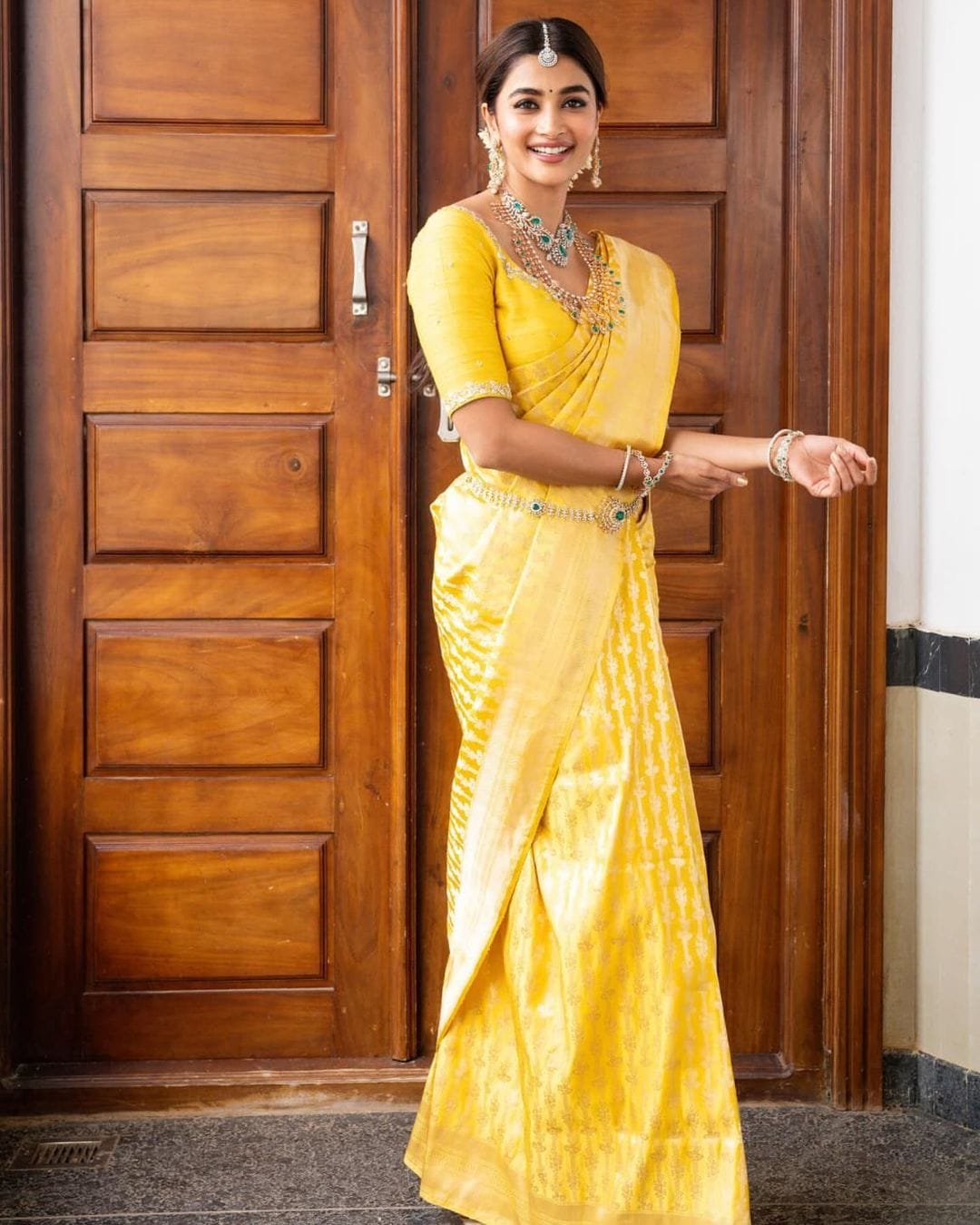 Pooja Hegde Kanchipuram Silk Saree