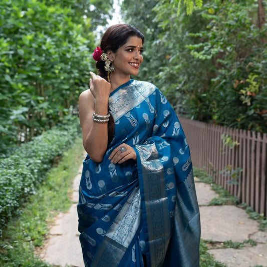 Royal Azure Silver Zari Silk Saree