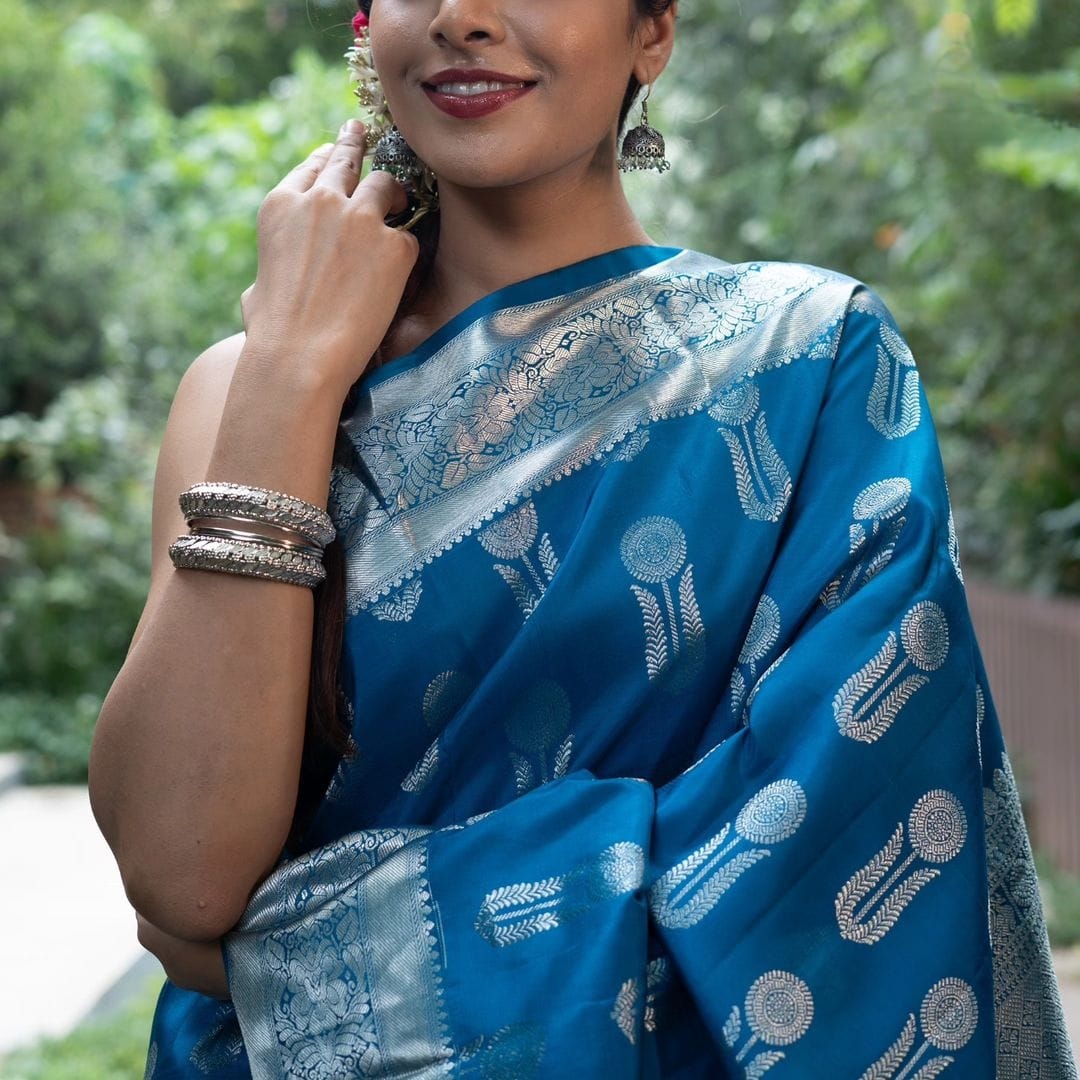 Royal Azure Silver Zari Silk Saree