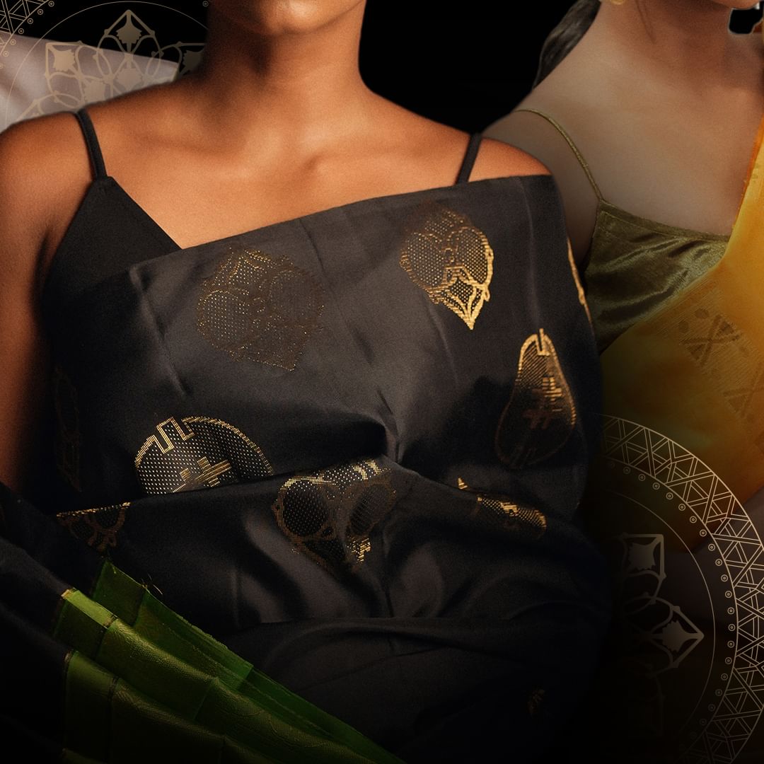 Royal Charcoal & Lime Green Designer Silk Saree