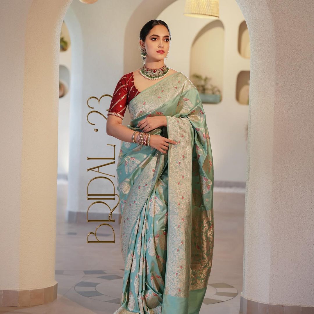 Royal Mint Green Banarasi Silk Saree