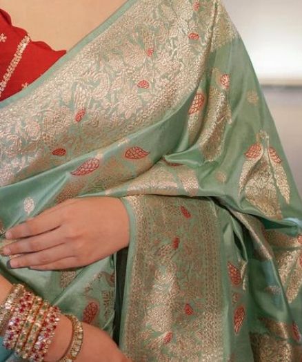 Royal Mint Green Banarasi Silk Saree