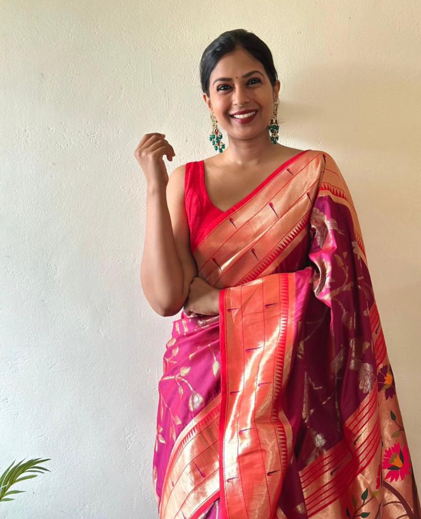 Royal Rani Pink Paithani Silk Saree