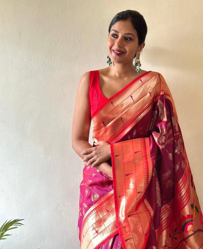 Royal Rani Pink Paithani Silk Saree
