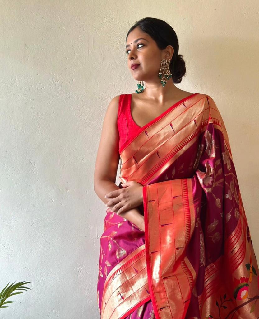 Royal Rani Pink Paithani Silk Saree
