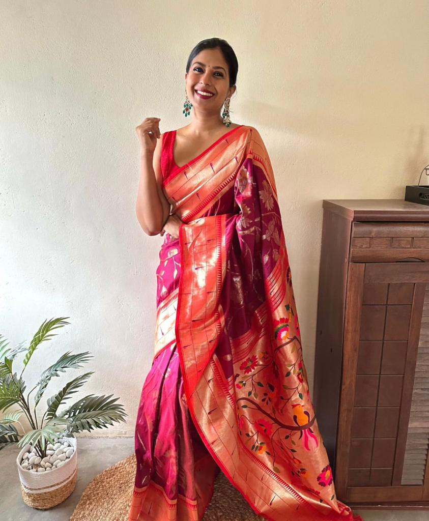 Royal Rani Pink Paithani Silk Saree