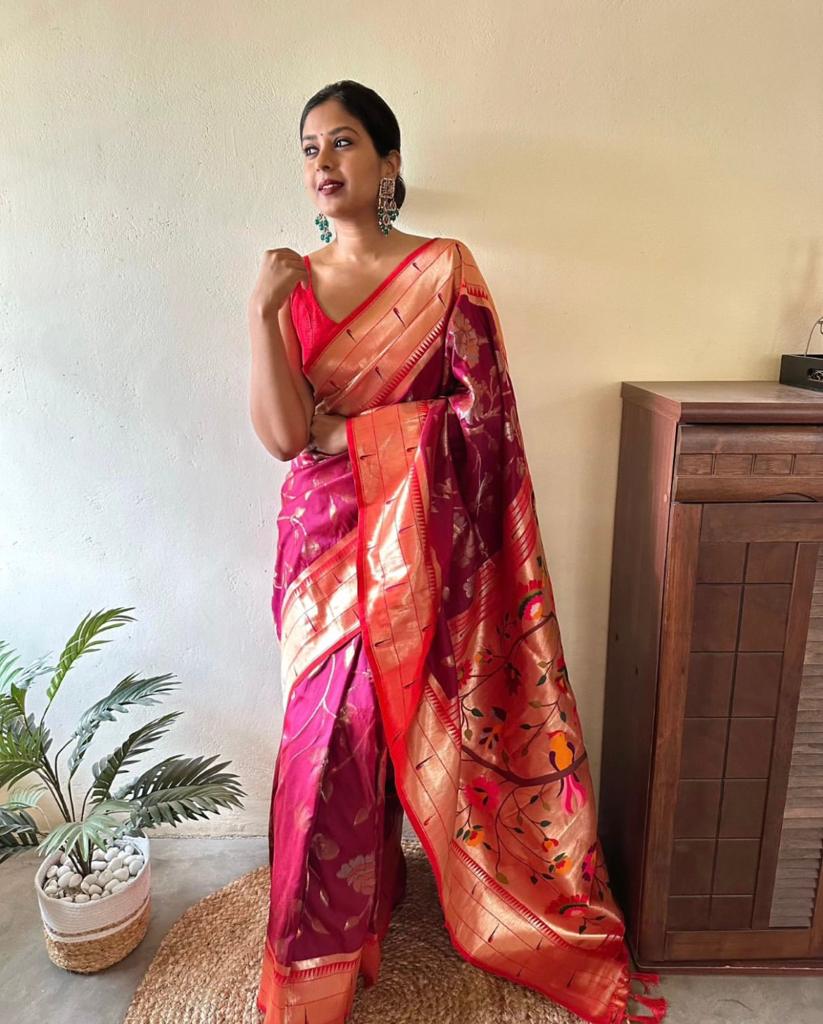 Royal Rani Pink Paithani Silk Saree