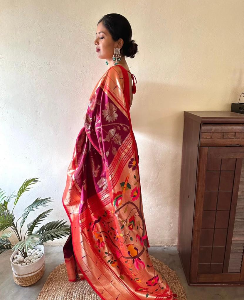 Royal Rani Pink Paithani Silk Saree