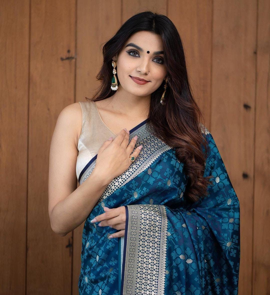 Royal Teal Silver Zari Banarasi Silk Saree