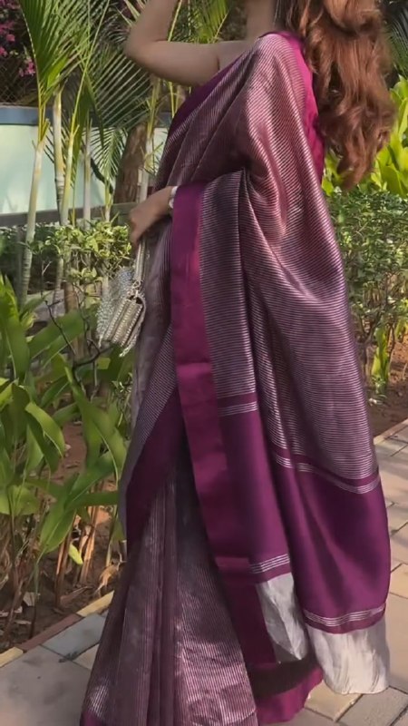 Royal Wine Shimmer Silk Saree