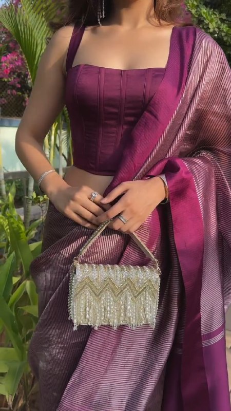 Royal Wine Shimmer Silk Saree