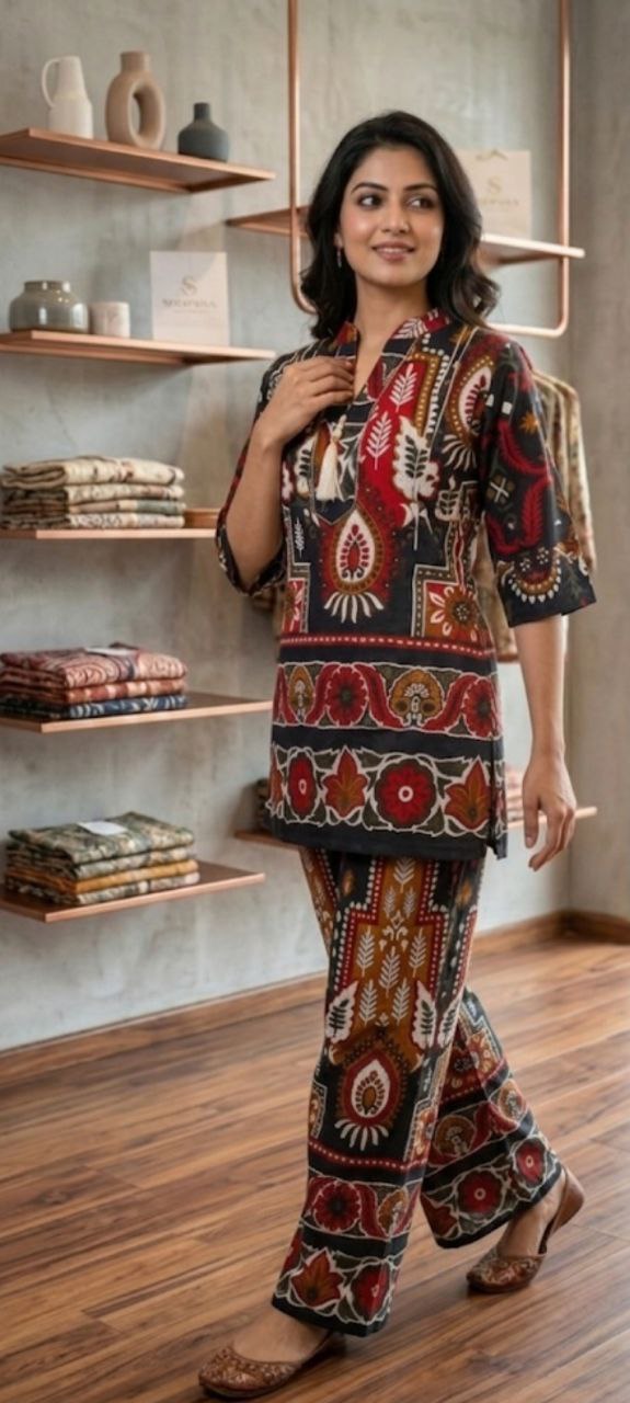 Rustic Black Multicolor Turkish Co-Ord Set