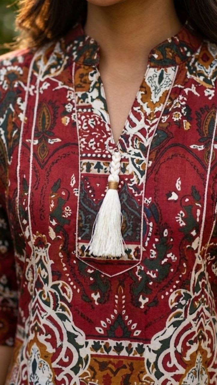 Rustic Red Printed Turkish Co-Ord Set