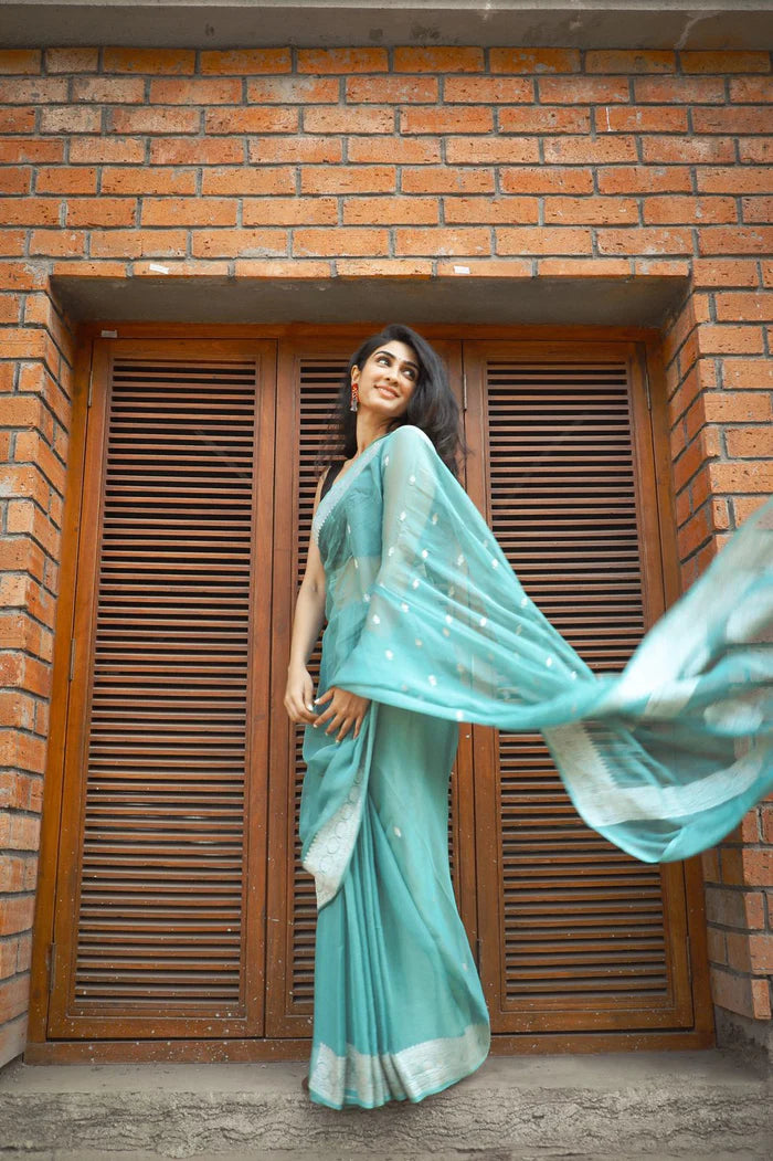Sea Breeze Mint Green Organza Saree