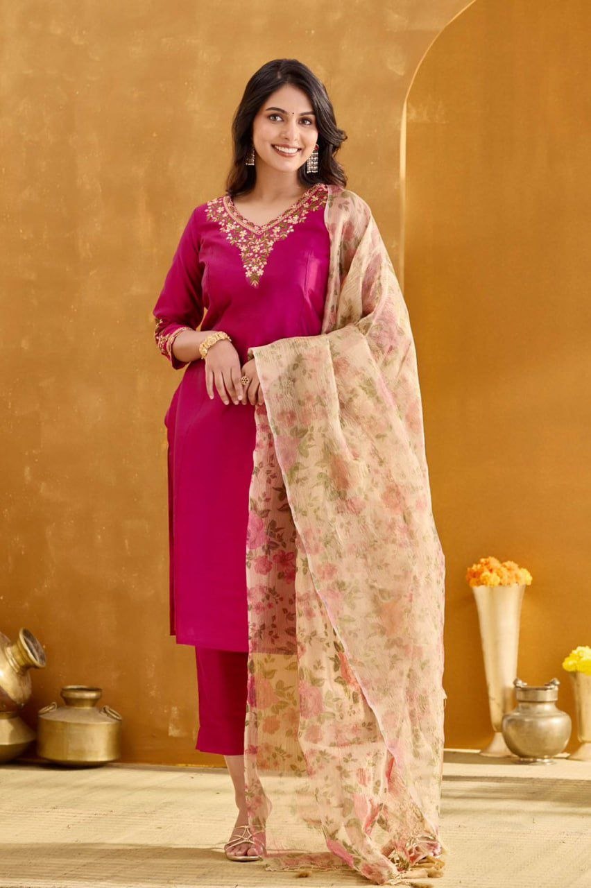 Silkyara Gulbahar Embroidered Kurta Pant Dupatta Set