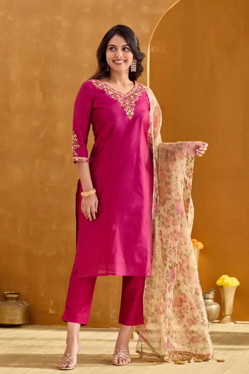 Silkyara Gulbahar Embroidered Kurta Pant Dupatta Set