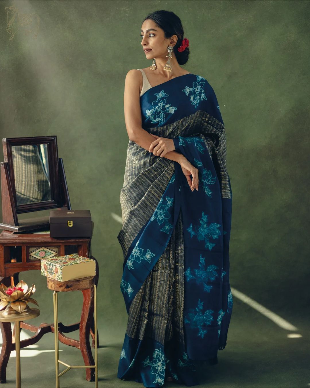 Silkyara Midnight Bloom Handcrafted Silk Saree