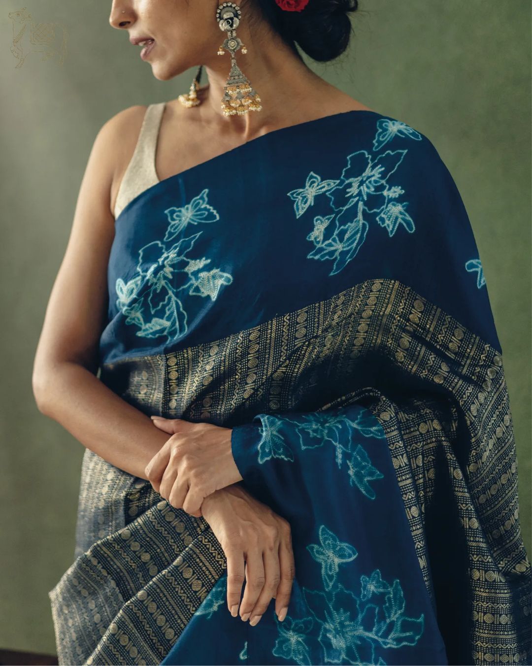 Silkyara Midnight Bloom Handcrafted Silk Saree