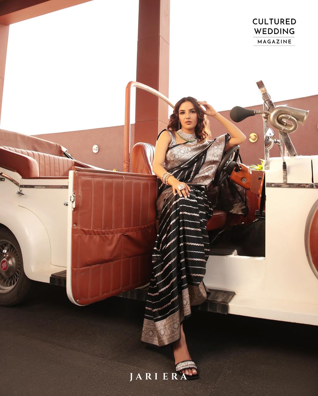 Silkyara Noir Royale Silver Zari Silk Saree
