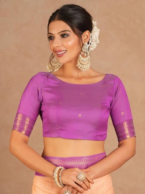 Silkyara Peach Blossom Kanjivaram Silk Saree