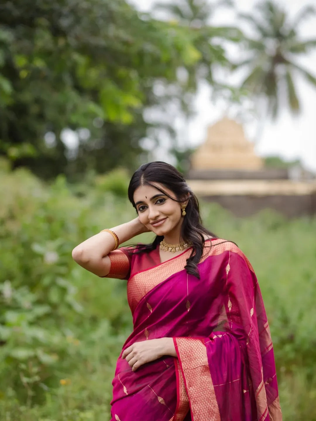 Silkyara Rani Pink Zari Woven Silk Saree