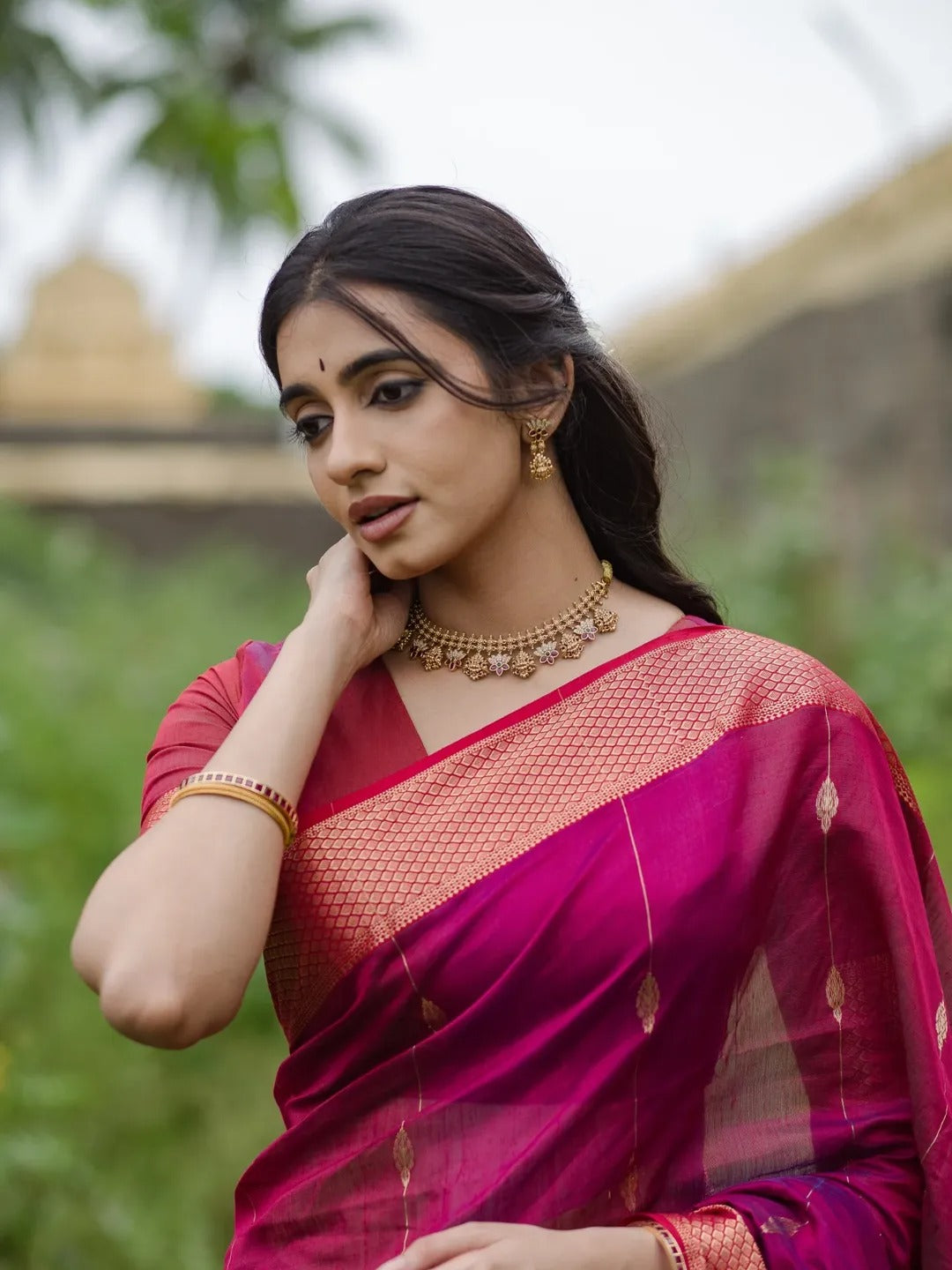 Silkyara Rani Pink Zari Woven Silk Saree