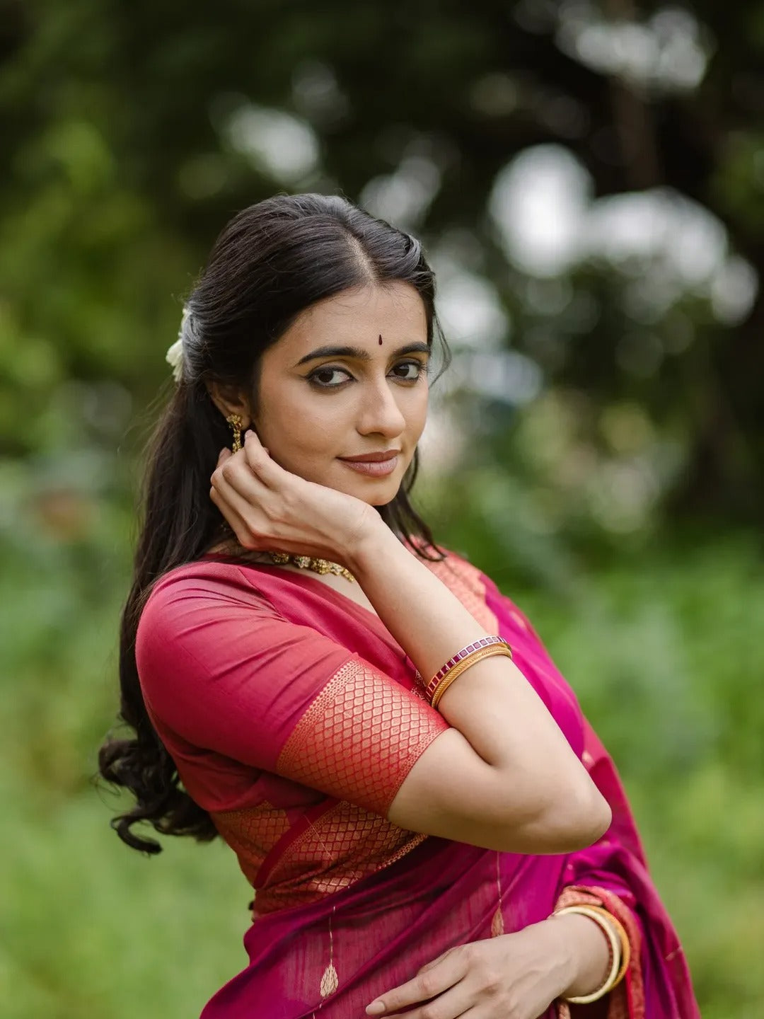 Silkyara Rani Pink Zari Woven Silk Saree