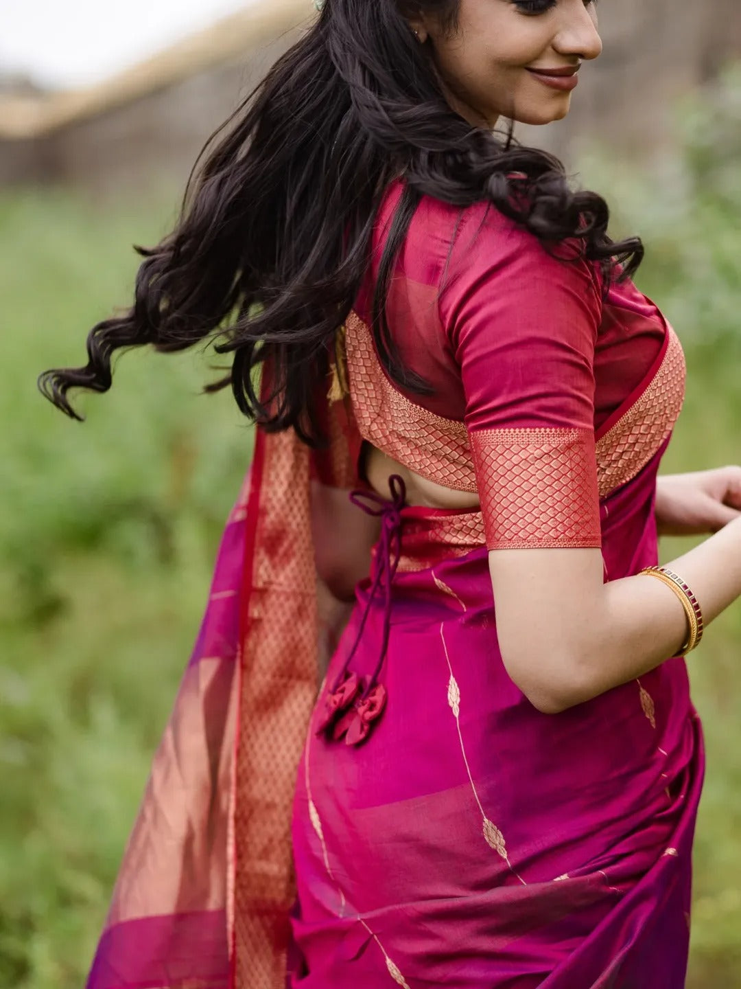 Silkyara Rani Pink Zari Woven Silk Saree