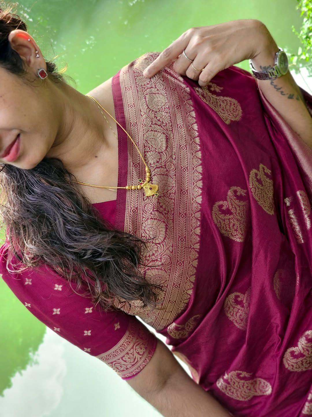 Silkyara Royal Magenta Banarasi Silk Saree