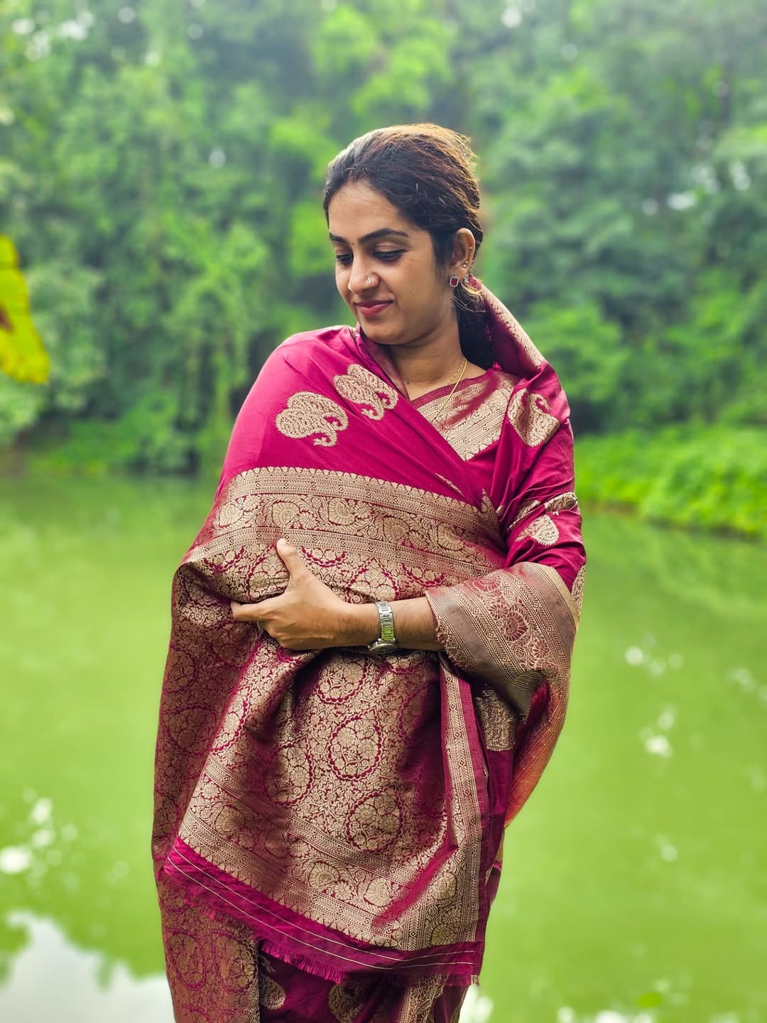 Silkyara Royal Magenta Banarasi Silk Saree
