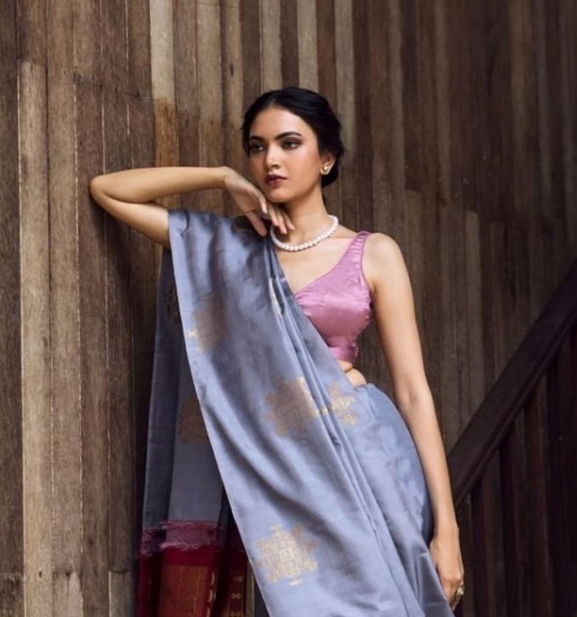 Steel Grey Handloom Silk Saree