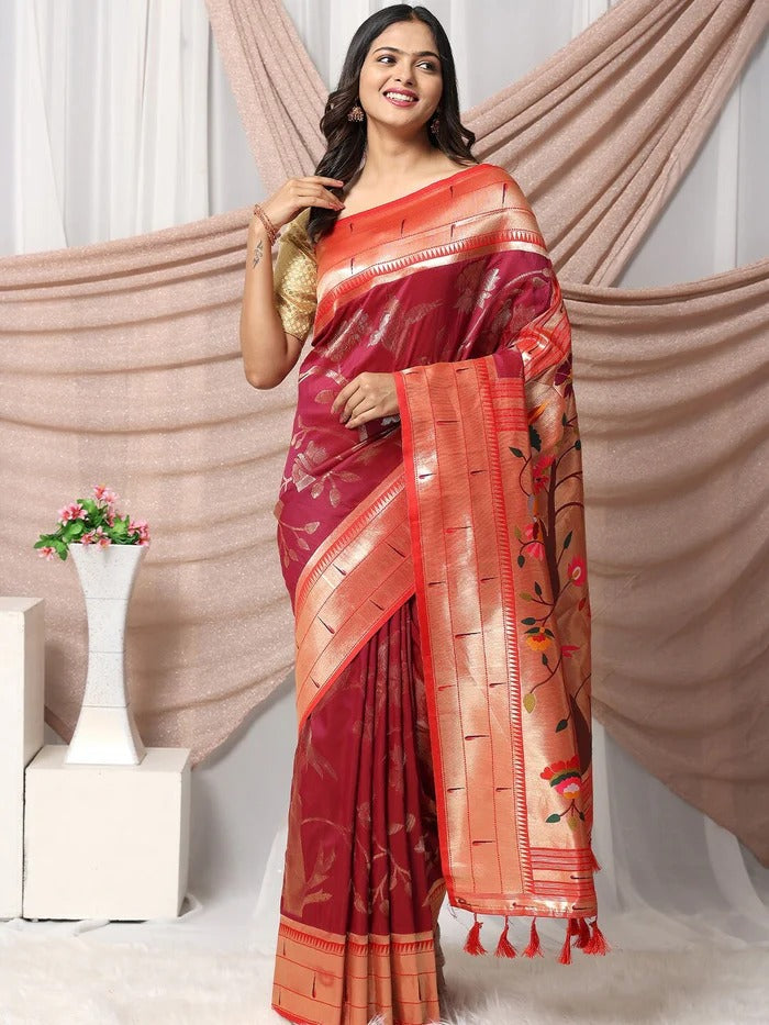 Vibrant Orange Art Silk Saree