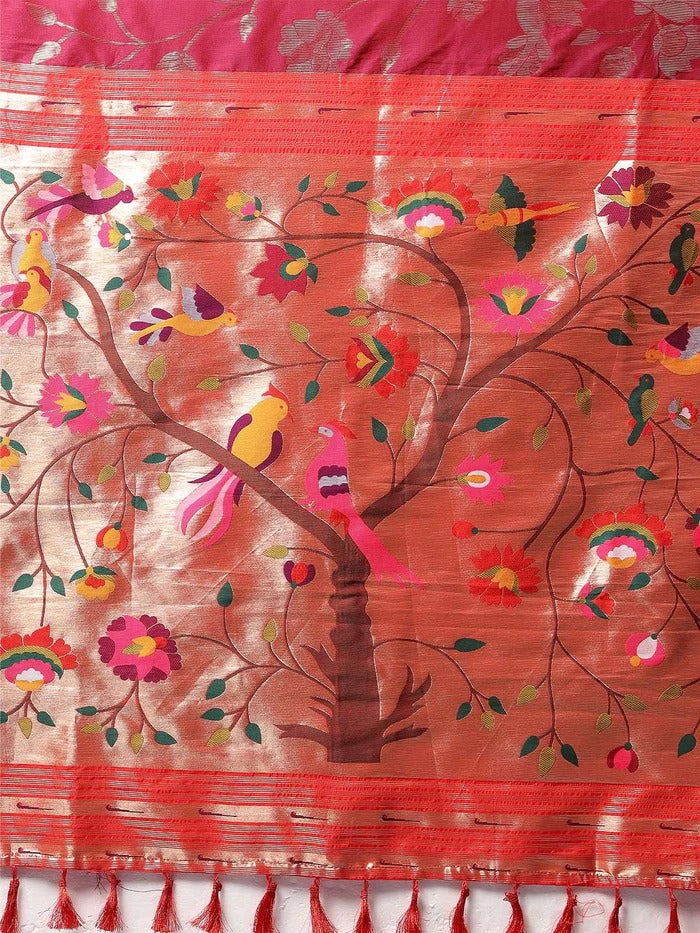 Vibrant Orange Art Silk Saree