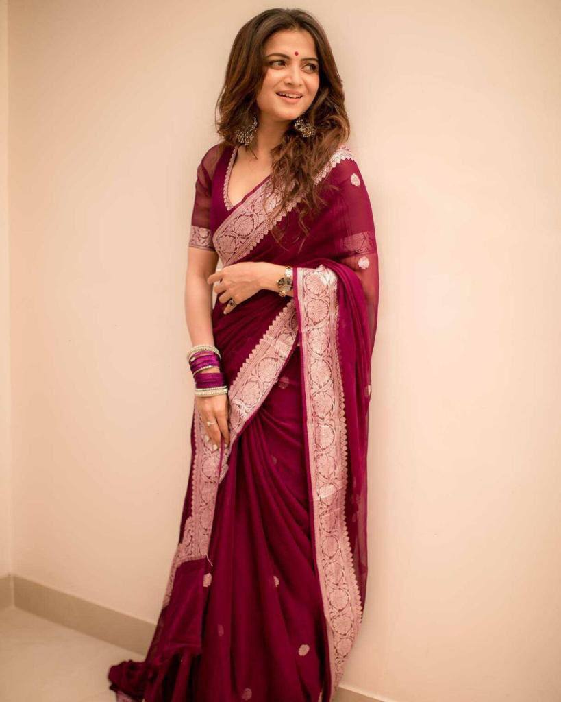 Vintage Wine Georgette Saree