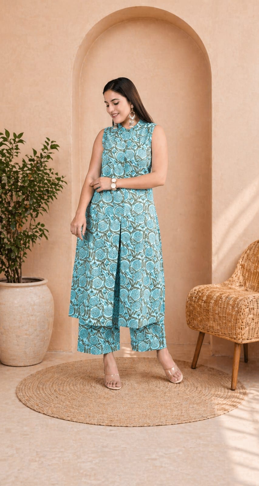 Floral Cotton Kurta Palazzo Set