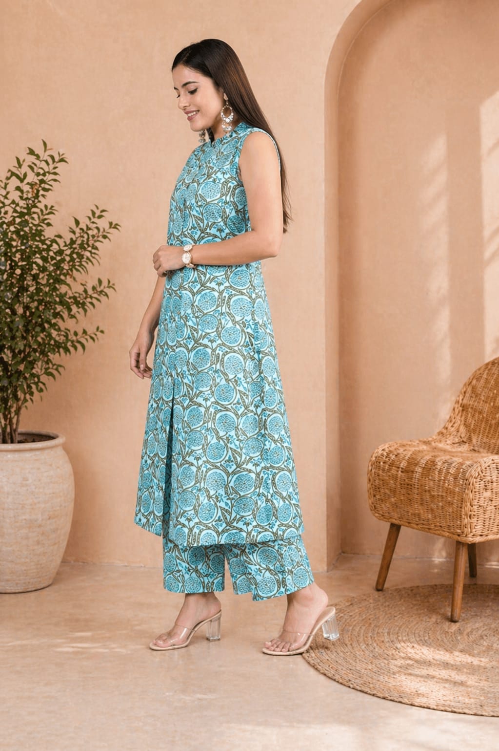 Floral Cotton Kurta Palazzo Set