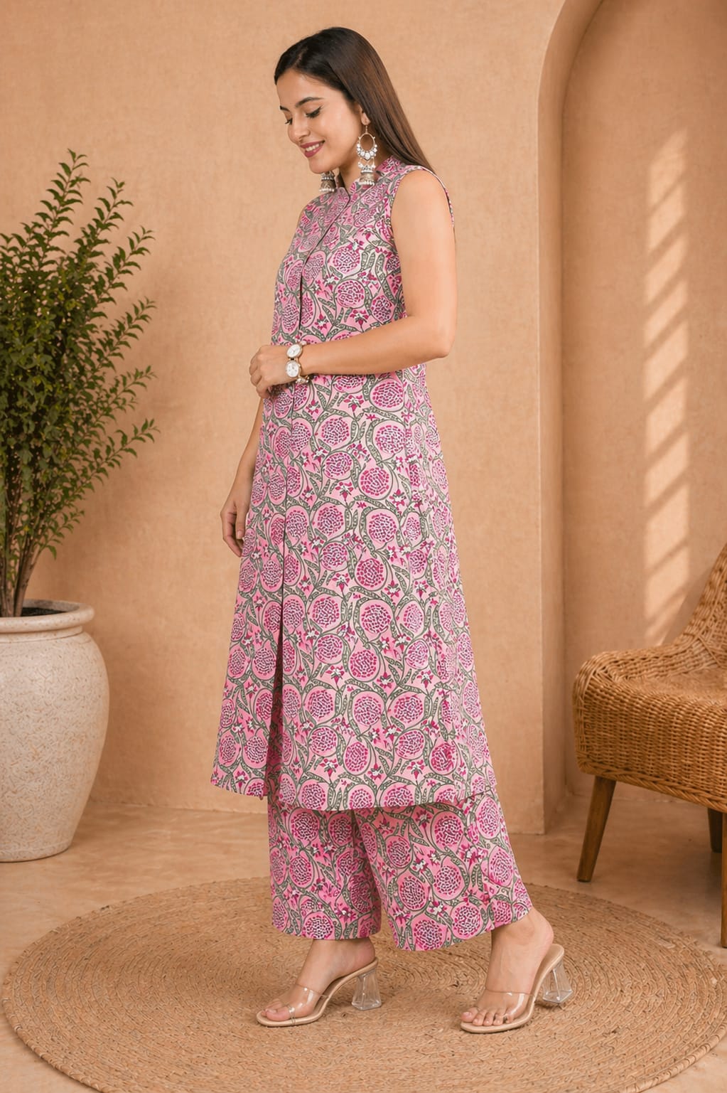 Floral Cotton Kurta Palazzo Set