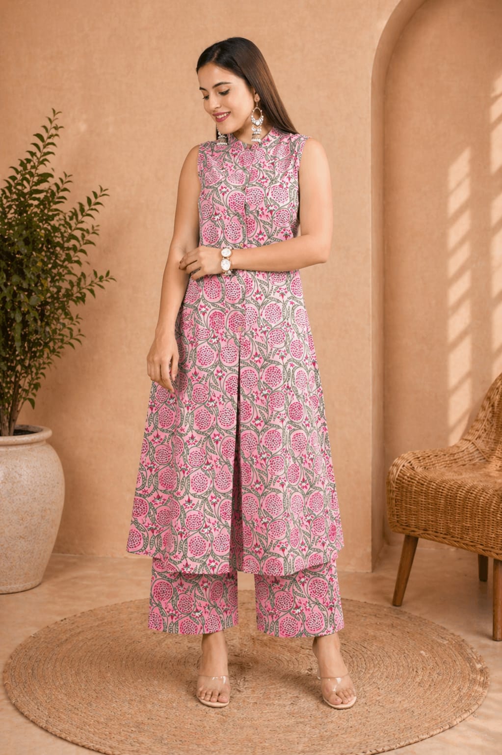 Floral Cotton Kurta Palazzo Set