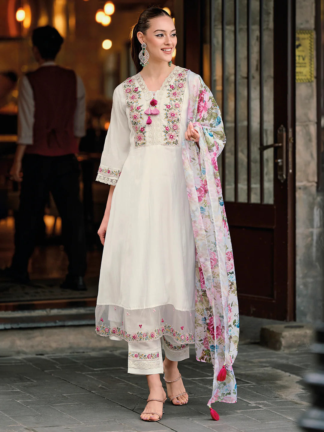 Women Embroidery Straight Kurta Set with Dupatta