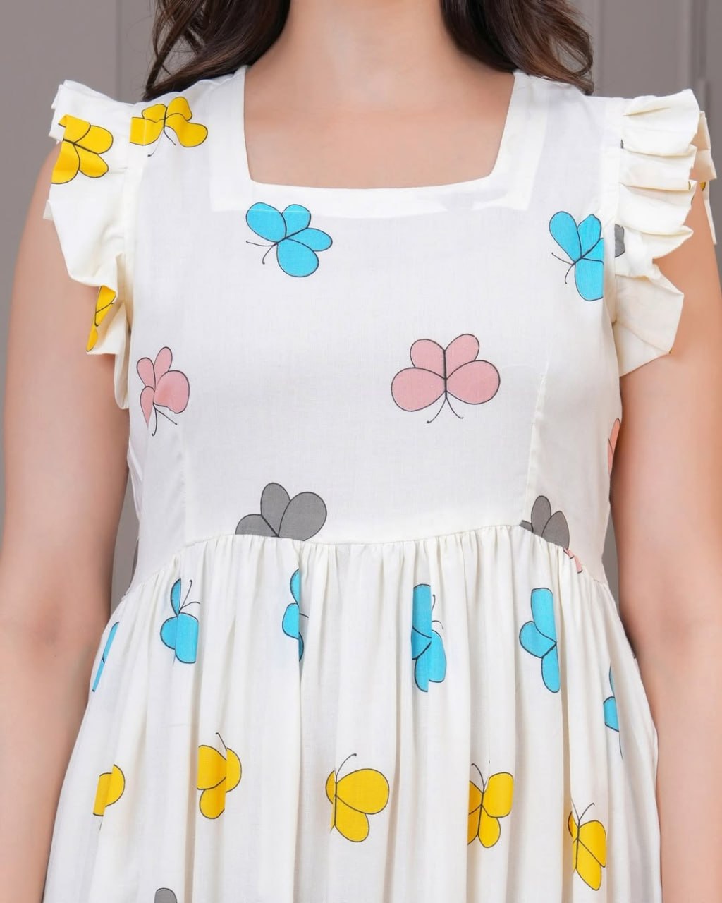 Women's Butterfly Print Flared Midi Dress